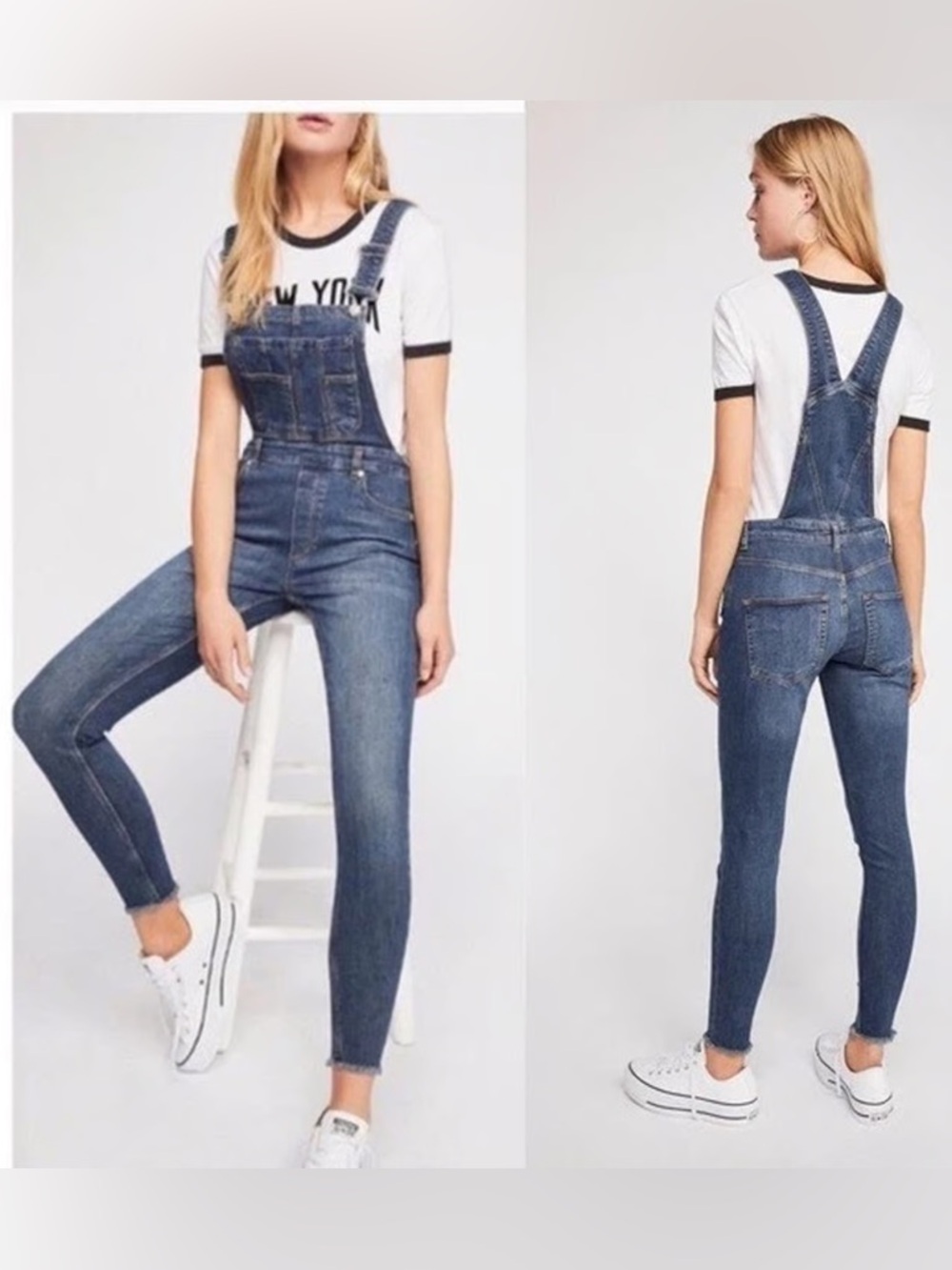 Free People Women’s Lexden Super Skinny Denim Overalls Size 28